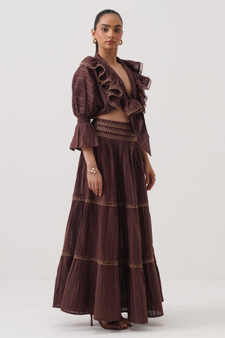 Merlot Tiered Maxi Skirt