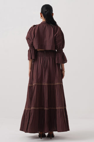 Merlot Tiered Maxi Skirt