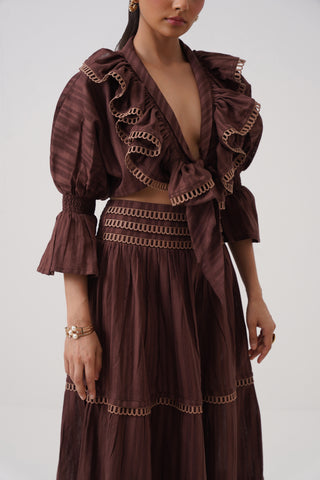 Merlot Ruffled Top