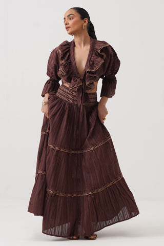 Merlot Tiered Maxi Skirt
