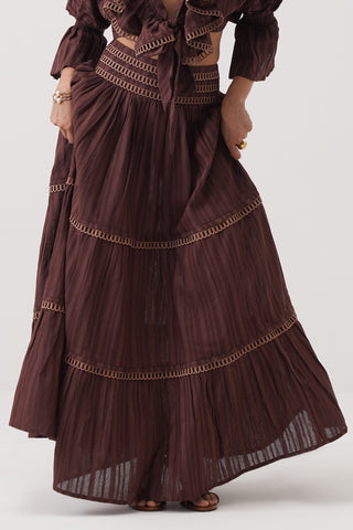 Merlot Tiered Maxi Skirt