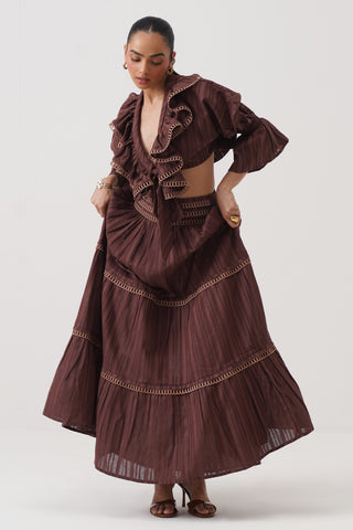 Merlot Tiered Maxi Skirt