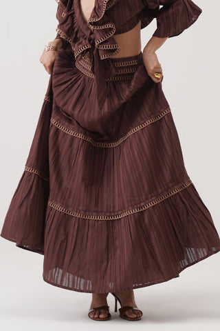 Merlot Tiered Maxi Skirt