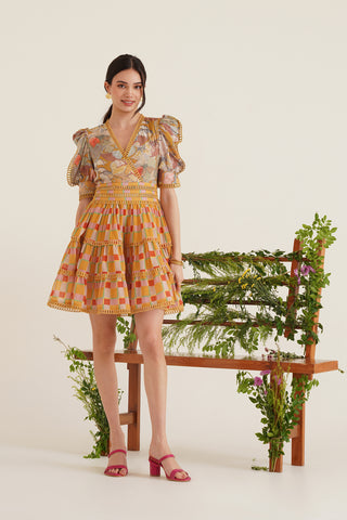 Jane Half Sleeve Ochre Dress