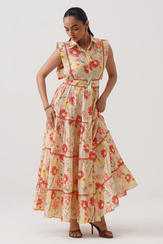 Poppy Field Sleeveless Tiered Dress