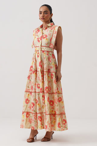 Poppy Field Sleeveless Tiered Dress