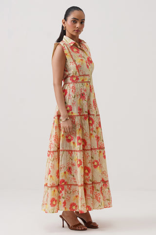 Poppy Field Sleeveless Tiered Dress