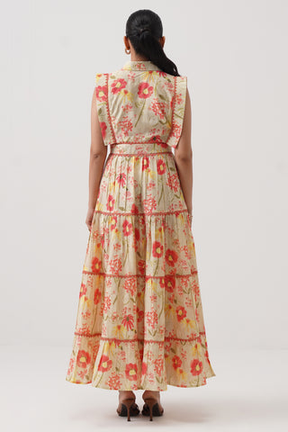 Poppy Field Sleeveless Tiered Dress