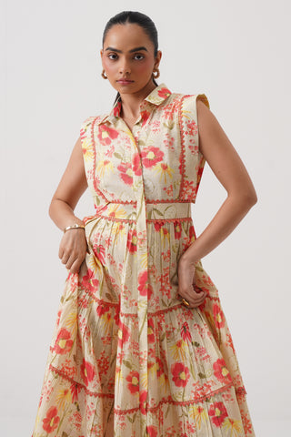 Poppy Field Sleeveless Tiered Dress