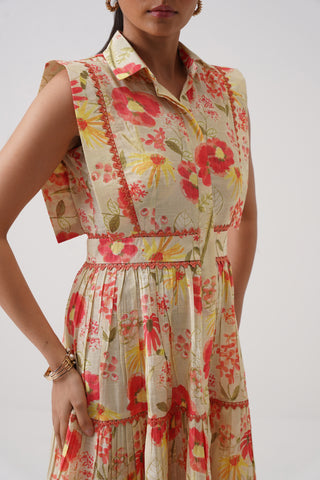 Poppy Field Sleeveless Tiered Dress