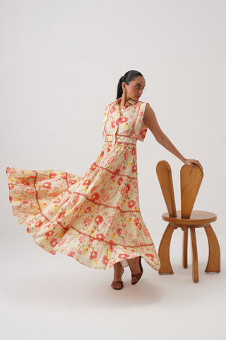 Poppy Field Sleeveless Tiered Dress