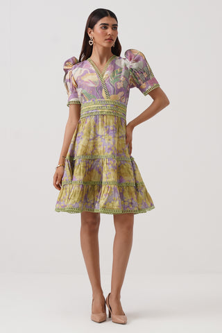 Iris Twist Half Sleeve Tiered Dress