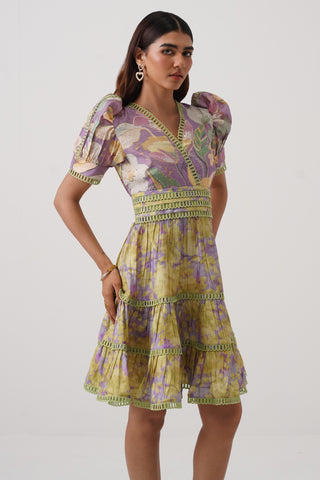 Iris Twist Half Sleeve Tiered Dress