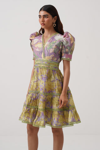 Iris Twist Half Sleeve Tiered Dress