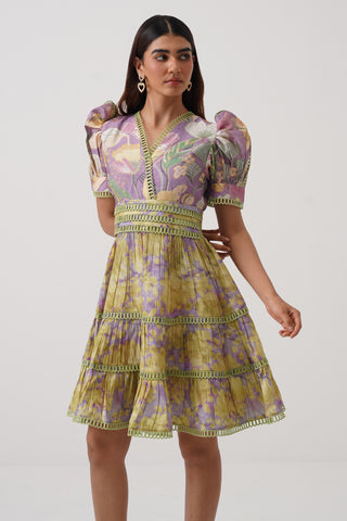 Iris Twist Half Sleeve Tiered Dress