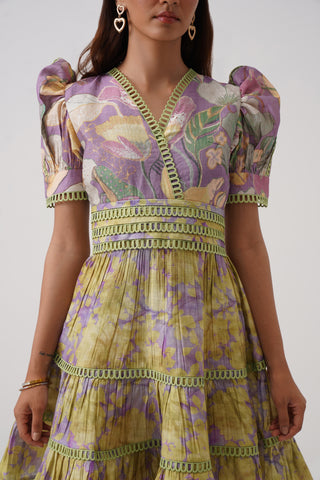 Iris Twist Half Sleeve Tiered Dress