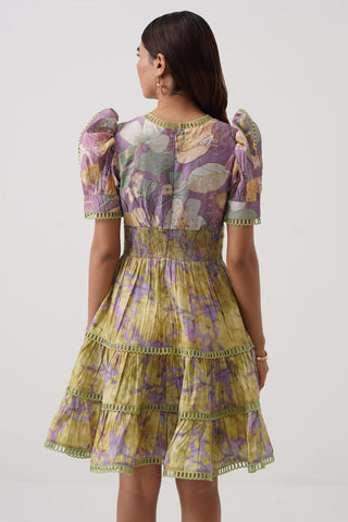 Iris Twist Half Sleeve Tiered Dress
