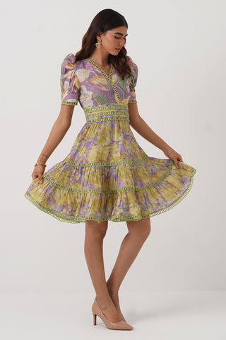 Iris Twist Half Sleeve Tiered Dress