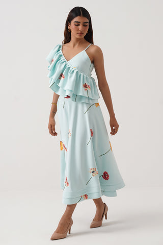 Camellia Embroidered Ruffled Set