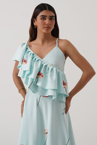 Camellia Embroidered Ruffled Set