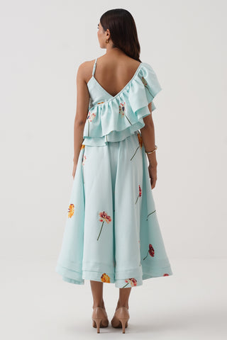 Camellia Embroidered Ruffled Set