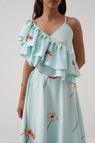 Camellia Embroidered Ruffled Set