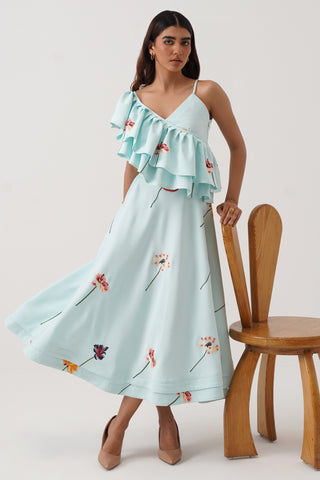 Camellia Embroidered Ruffled Set