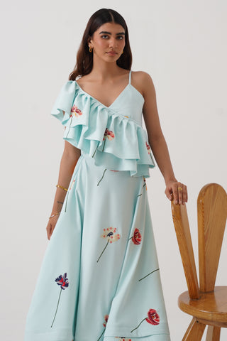 Camellia Embroidered Ruffled Set