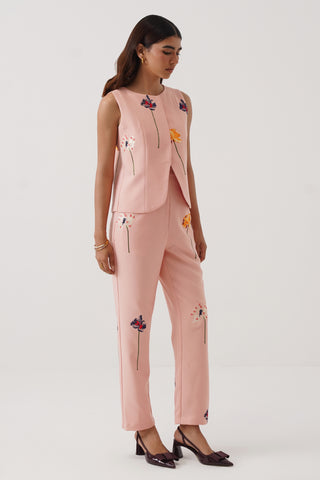 Peony Embroidered Sleeveless Vest