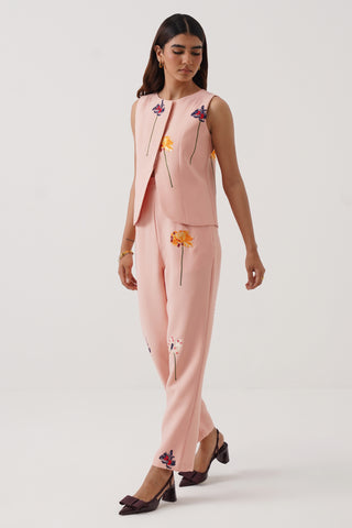 Peony Embroidered Sleeveless Vest