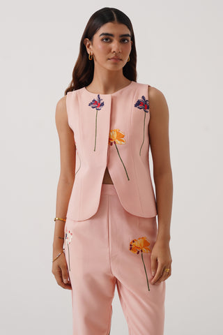 Peony Embroidered Sleeveless Vest