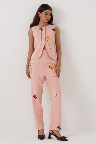 Peony Embroidered Sleeveless Vest