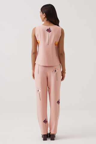 Peony Embroidered Sleeveless Vest