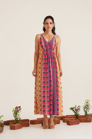 Simone Checked Maxi Dress