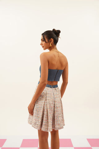 Nixie Box Pleated Tweed Skirt