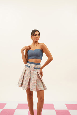 Nixie Box Pleated Tweed Skirt