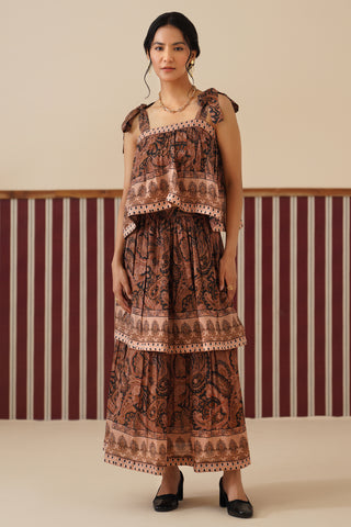 Arabel Brown Paisley Crop Top