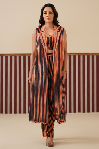 Seren Striped Sleeveless Jacket
