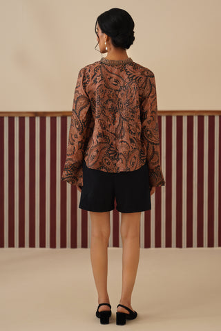 Zaya Paisley Pintuck Blouse