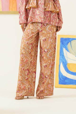 Aura Printed Ochre Pants