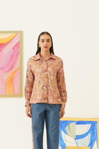 Fleur Printed Ochre Shirt