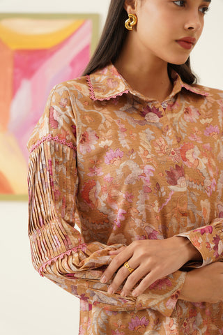 Fleur Printed Ochre Shirt