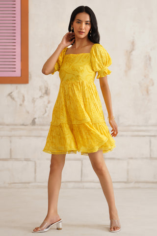Calista Paisley Yellow Dress