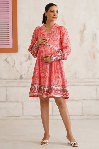Kalila Coral Maternity Dress