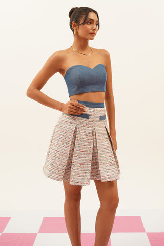 Nixie Box Pleated Tweed Skirt