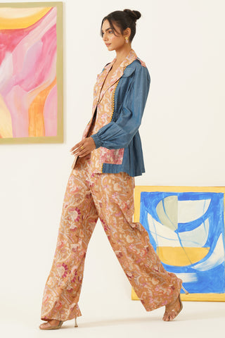 Aura Printed Ochre Pants