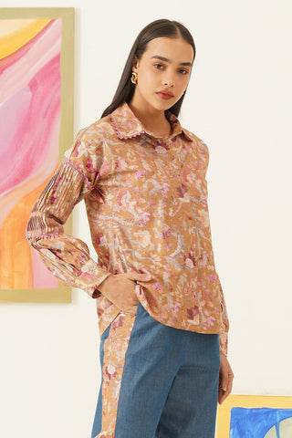 Fleur Printed Ochre Shirt