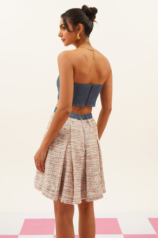 Nixie Box Pleated Tweed Skirt