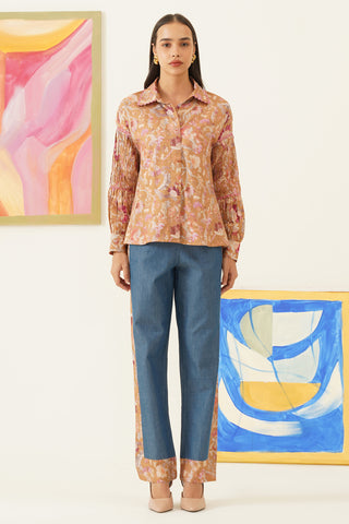 Fleur Printed Ochre Shirt