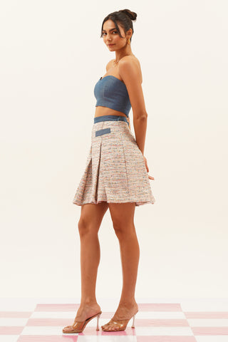 Nixie Box Pleated Tweed Skirt